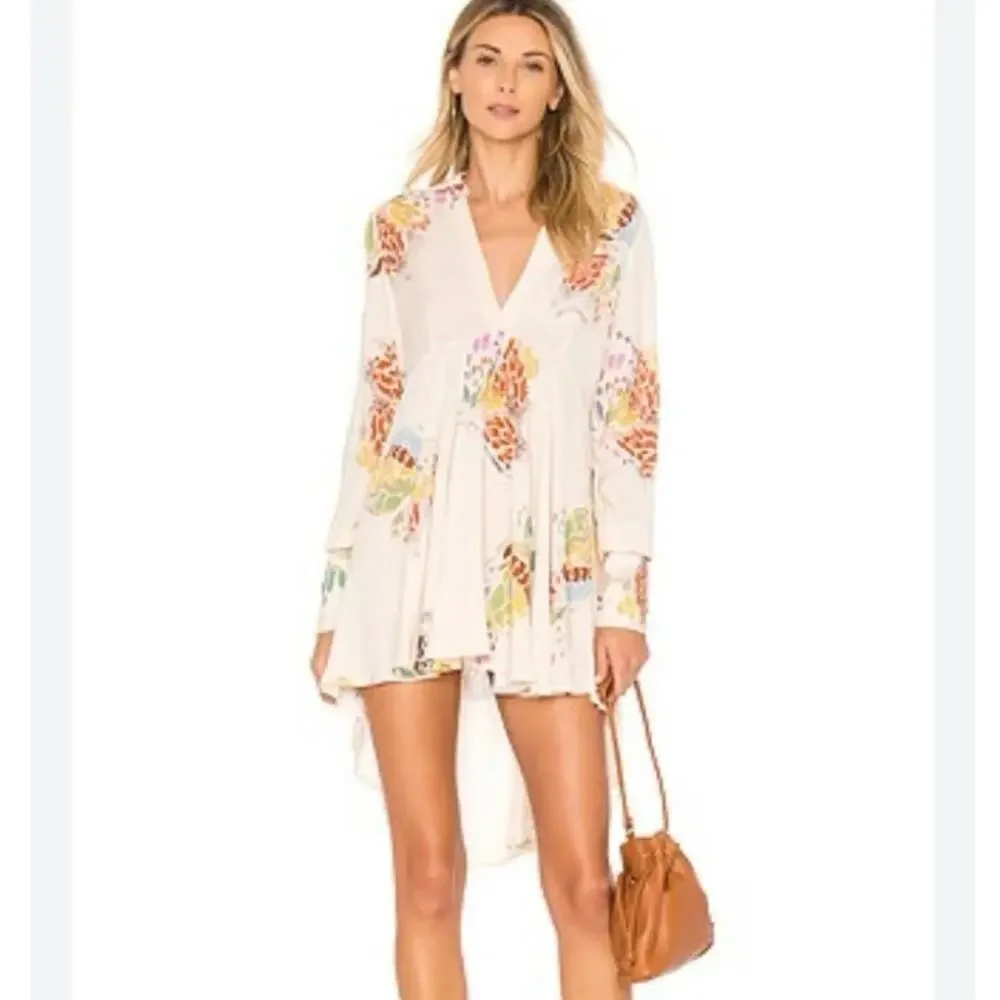 Free People Field Of Butterflies Tunic in Ivory Hi-Low Swing Style - Size S - Picture 1 of 7
